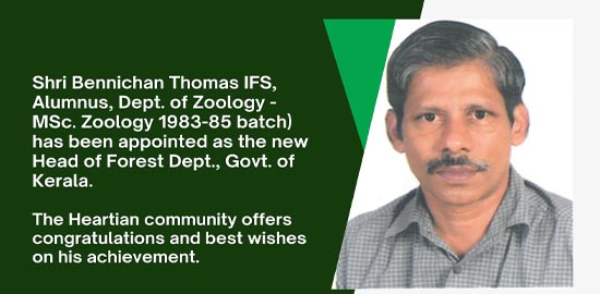 Shri Bennichan Thomas IFS has been appointed as the new Head of Forest Dept., Govt. of Kerala.