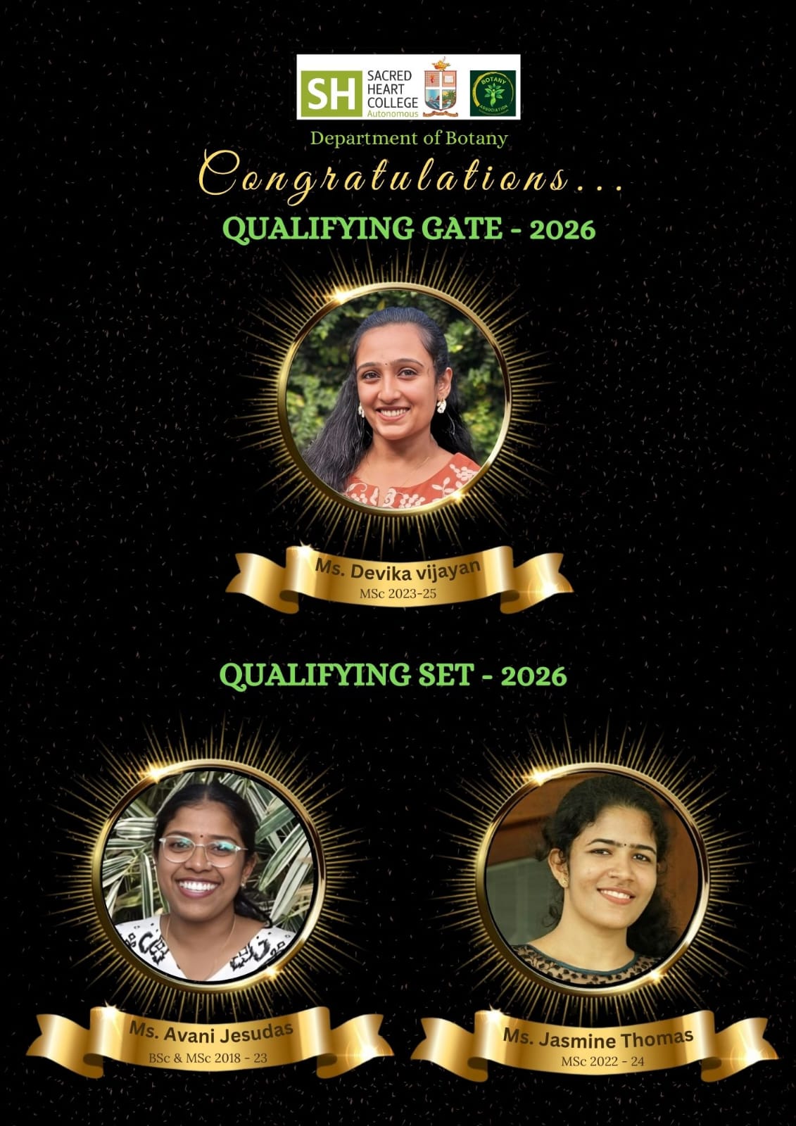 Botany Students Qualify GATE & SET 2026