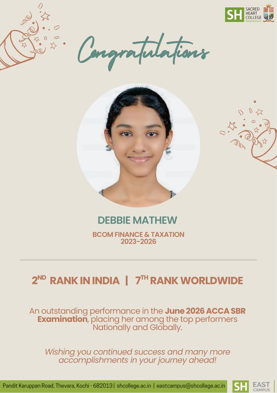Debbie Mathew Secures 2nd Rank in India in ACCA SBR Examination