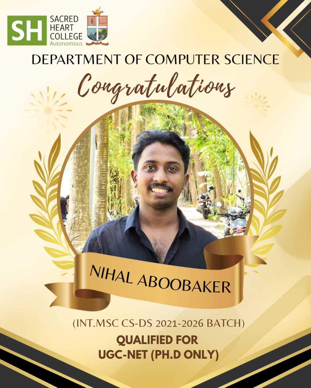 Department of Computer Science Congratulates Nihal Aboobaker on UGC-NET (Ph.D. Only) Qualification