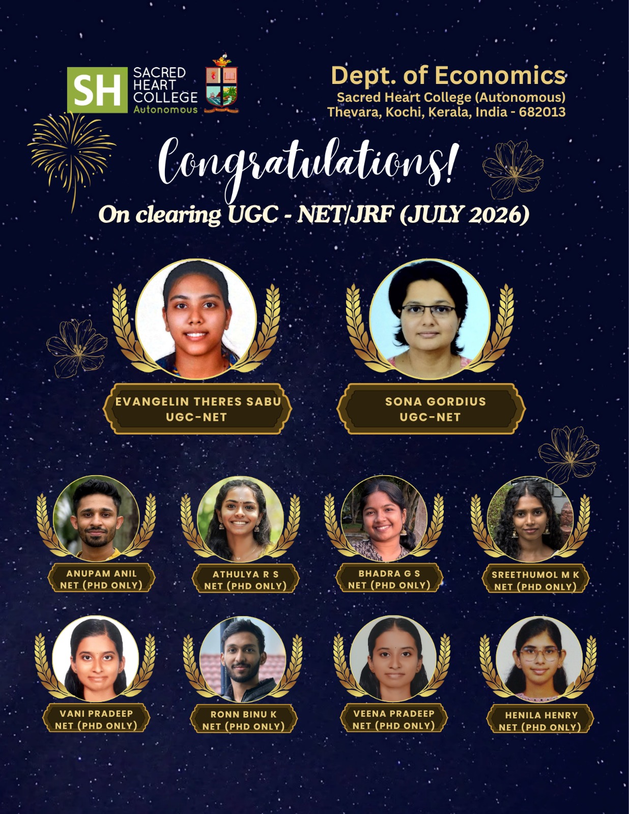 Department of Economics Celebrates UGC-NET Achievements of Students