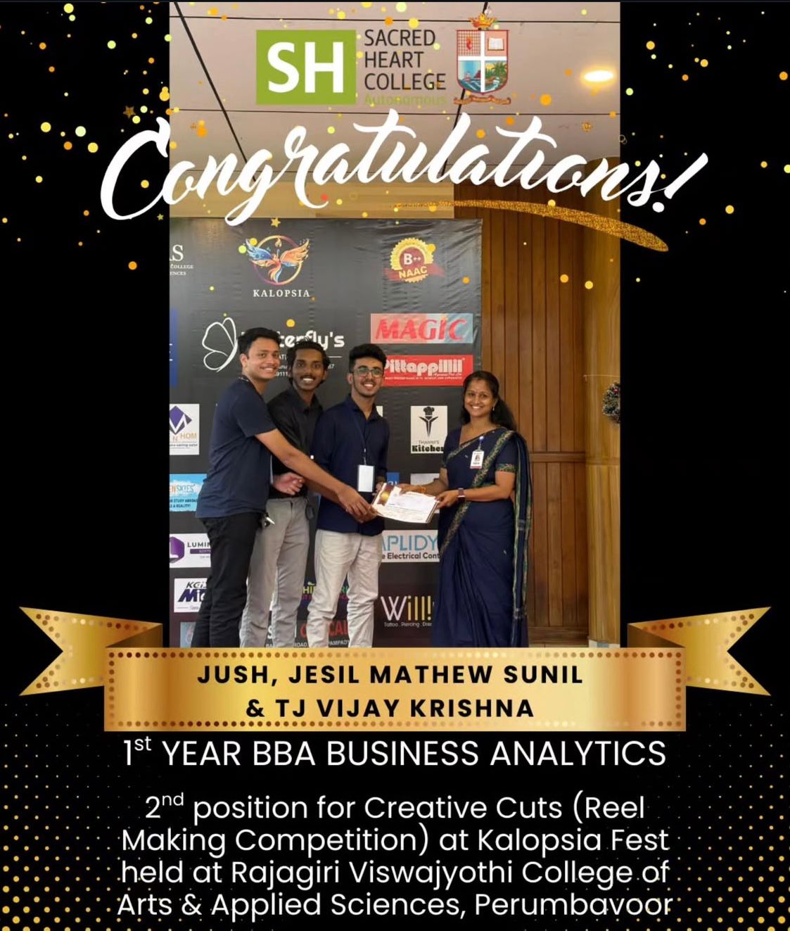 First-Year BBA Business Analytics Students Shine at Kalopsia Fest