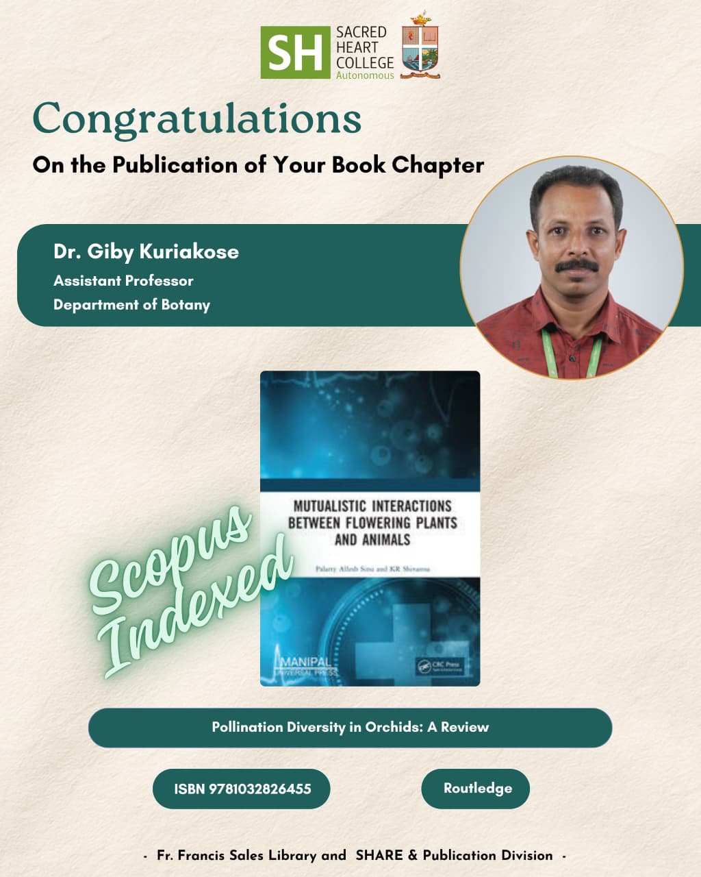 Hearty Congratulations – Dr. Giby Kuriakose Publishes Book Chapter with Routledge