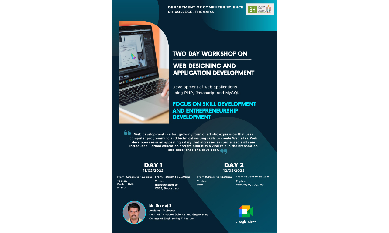 Two Days Hands on Workshop on Web Designing and Application Development