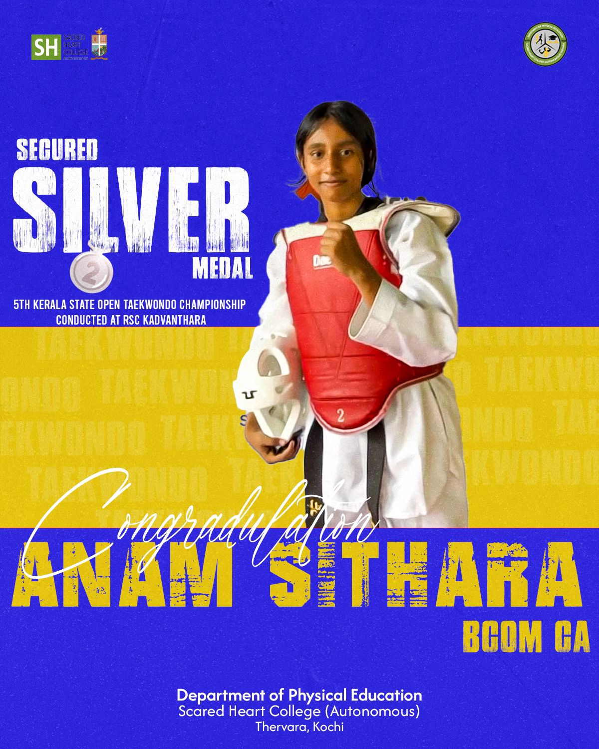Anam Sithara Wins Silver at State Taekwondo Championship