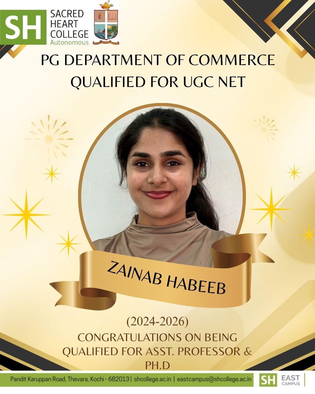 PG Department of Commerce Student Qualifies for UGC NET