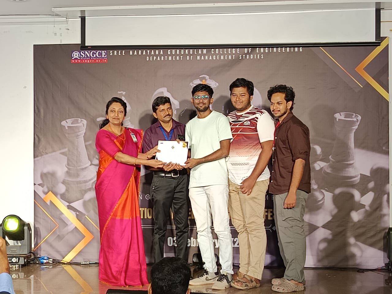 1st Prize in the Intercollegiate Chess Championship at SNGC College Kolenchery